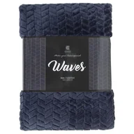 Koce - Koc flanelowy żakardowy WAVE 150x200 cm ciemny szary - miniaturka - grafika 1