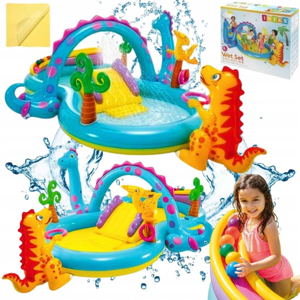 INTEX BASEN DMUCHANY ZJEŻDZALNIA DLA DZIECI DO ZABAWY WODNY PLAC ZABAW + ŁATKA