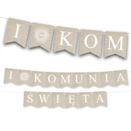 Dekoracje sali - BANER Girlanda I KOMUNIA ŚWIĘTA - Kraft komunijny - miniaturka - grafika 1