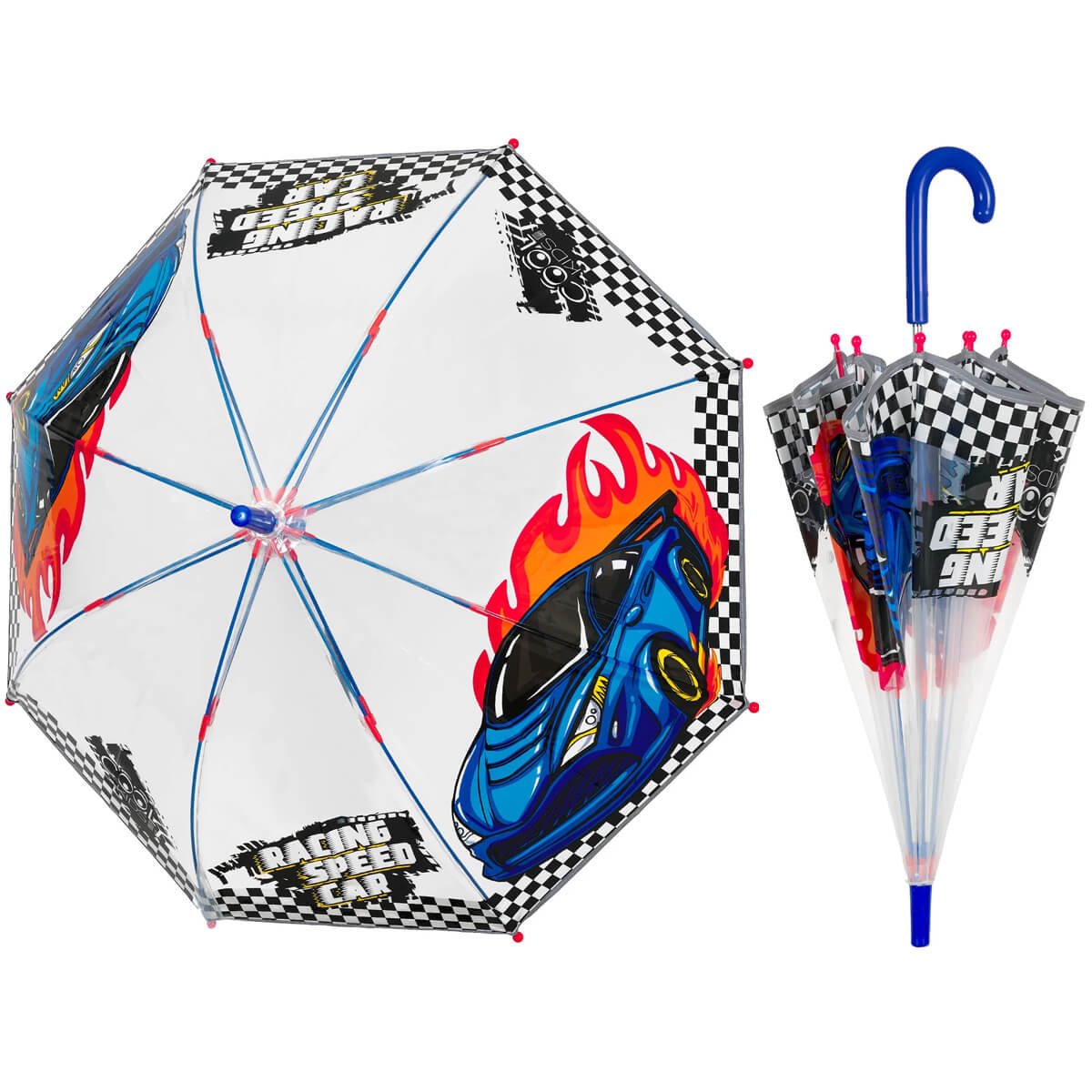 Głęboka bezpieczna parasolka dziecięca PERLETTI przezroczysta WYŚCIGÓWKI