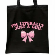 Torby i wózki na zakupy - Torba bawełniana czarna na zakupy I'm Just A Girl Dla Dziewczyn Prezent - miniaturka - grafika 1