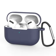 Akcesoria do słuchawek - Hurtel Etui do AirPods Pro silikonowy miękki pokrowiec na słuchawki + brelok karabińczyk zawieszka niebieski (case D) - miniaturka - grafika 1