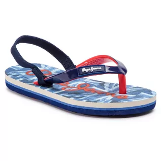 Sandały damskie - Pepe Jeans Sandały Beach Uk Kids PBS70029 Navy 595 - grafika 1