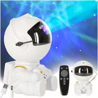 Wyposażenie pokoiku dziecięcego - Lampka nocna dla dzieci projektor gwiazd astronauta z gwiazdką na pilot biała - miniaturka - grafika 1