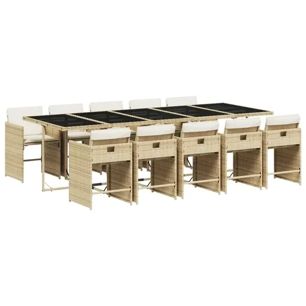 Zestaw mebli ogrodowych 275 x 106 x 73 cm, rattan PE, beżowy, kremowy