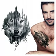 Prace ręczne dla dzieci - Tatuaż zmywalny tymczasowy wodny WILK / LAS - miniaturka - grafika 1