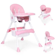 Krzesełka do karmienia - FOTELIK KRZESEŁKO DO KARMIENIA DZIECI TACKA KOSZ 5 PUNKTOWE PASY RÓŻOWY ECOTOYS - miniaturka - grafika 1