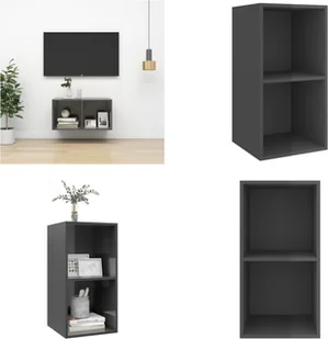 vidaXL Szafka wisząca pod TV wysoki połysk szara 37x37x72 cm materiał drewnopochodny - Szafka pod TV - Szafki pod TV - Wisząca szafka pod TV - Wiszące szafki pod TV - Szafki RTV - miniaturka - grafika 1
