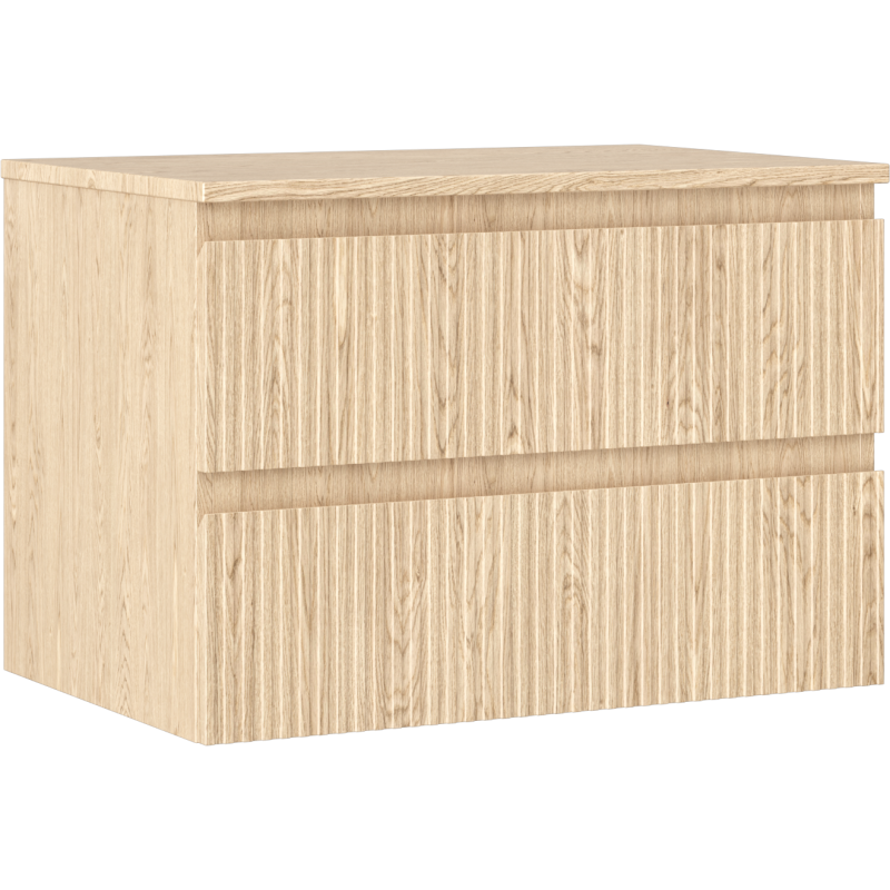 Mexen Rivel szafka łazienkowa podumywalkowa 70 cm z blatem, 2 szuflady, ryflowana , dąb - 91A20-07047-2-BFFC81