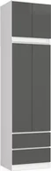 Szafy - Fabryka Mebli Akord Szafa z nadstawką do sypialni 60 cm STAR - biała-grafit szary - miniaturka - grafika 1