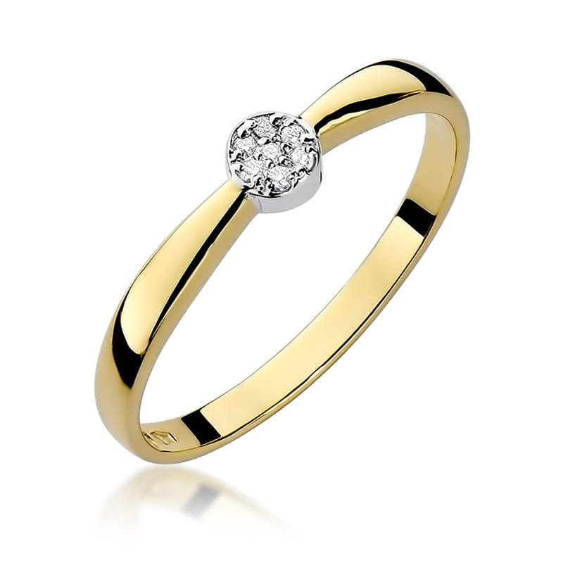 Złoty pierścionek Diament 0,04ct żółte złoto pr. 585