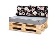 Poduszki ogrodowe - PODUSZKI poduchy OGRODOWE na euro palety 120x40x15, zestaw szare siedzisko + poduszki w róże - miniaturka - grafika 1