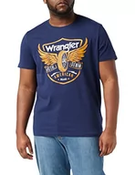 Koszulki męskie - Wrangler Koszulka męska Americana, Średniowieczny niebieski, S - miniaturka - grafika 1