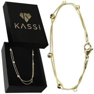 Bransoletka Nogę na kostkę złota linka podwójna z sześcianami ze stali - Bransoletki - miniaturka - grafika 1