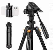 Statywy fotograficzne - Statyw K&F CONCEPT 234A z głowicą 3D + uchwyt do telefonu/KF09115 -  Raty - miniaturka - grafika 1