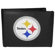 Portfele - Siskiyou Sports NFL męski Pittsburgh Steelers dwuskładany portfel duże logo jeden rozmiar czarny - miniaturka - grafika 1