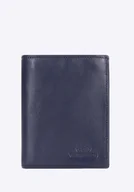 Portfele - Portfel ze skóry mały z RFID granatowy - miniaturka - grafika 1