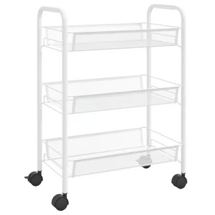 shumee 3 piętrowy wózek kuchenny biały 46x26x64 cm żelazo - Wózki kuchenne - miniaturka - grafika 1
