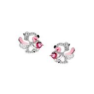 Kolczyki - Kolczyki srebrne 925 Błyszczący Angel Serduszko Cyrkonie dla małej damy PREZENT - miniaturka - grafika 1