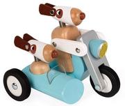 Zabawki interaktywne dla dzieci - Janod drewniany motocykl z bocznym wózkiem w stylu retro Spirit Philip - miniaturka - grafika 1