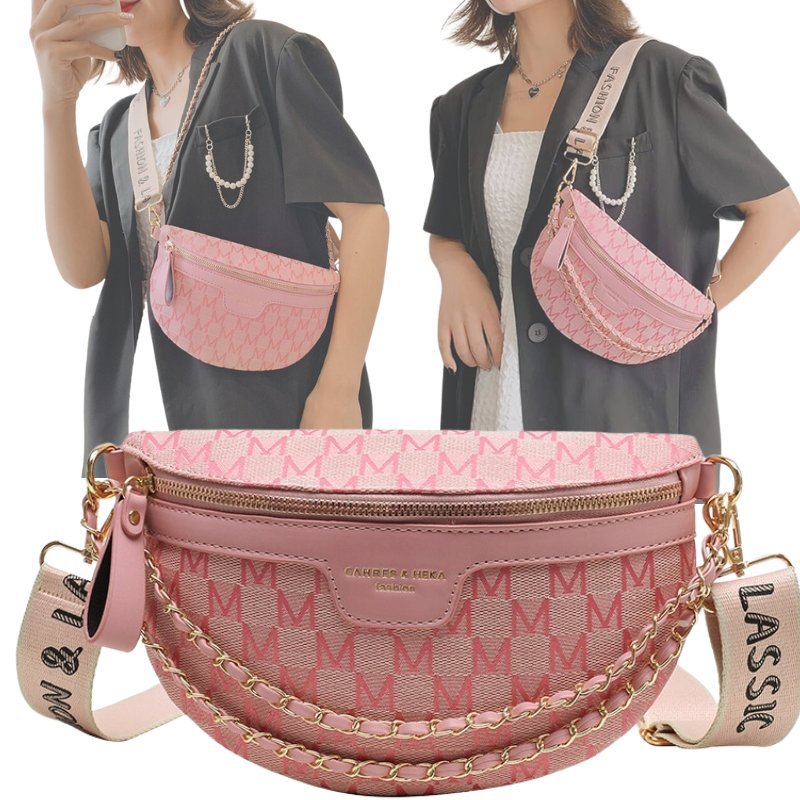 Saszetka Nerka Damska Torebka Listonoszka Na Ramie Crossbody Biodrówka Róż