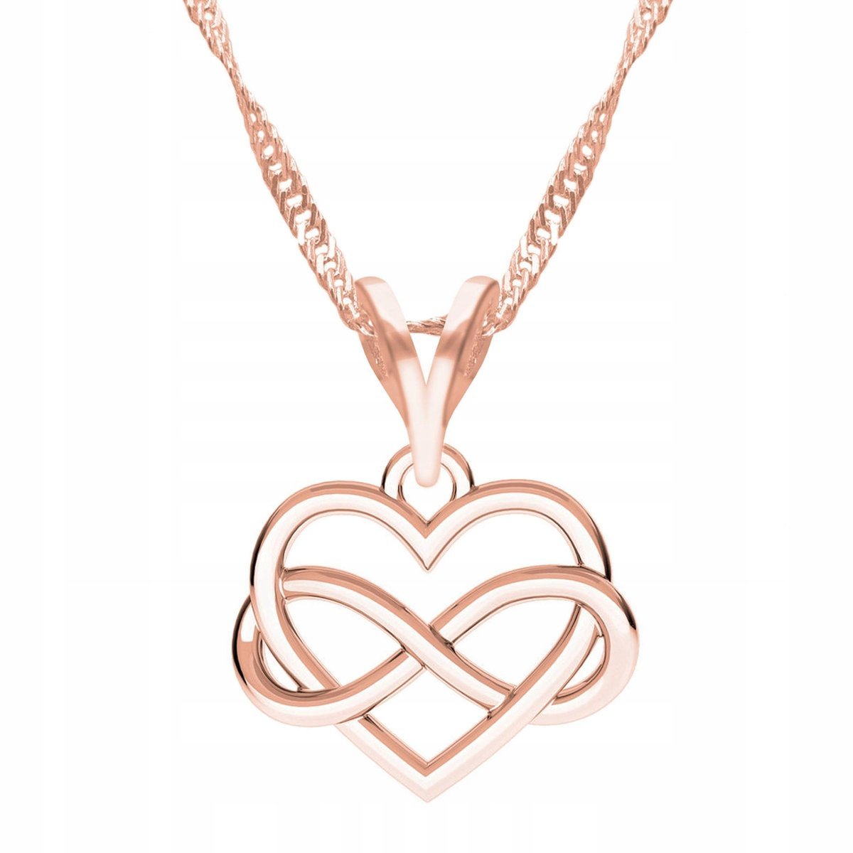 Naszyjnik Pozłacany z Sercem Nieskończoność Love Serduszko SREBRO 925