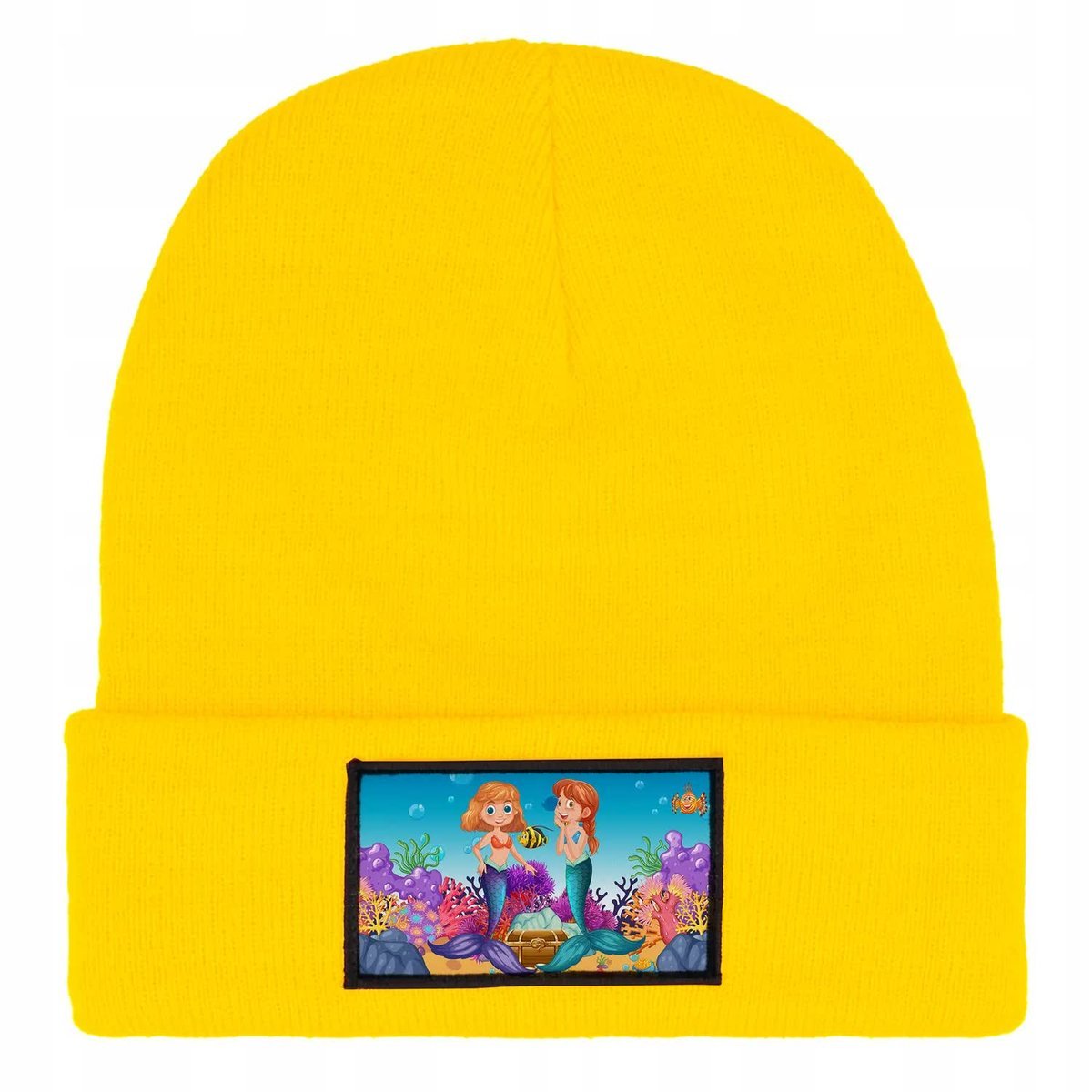 Czapka Zimowa Dziecięca SYRENKI MORSKIE Bajka Prezent Wzory Żółta
