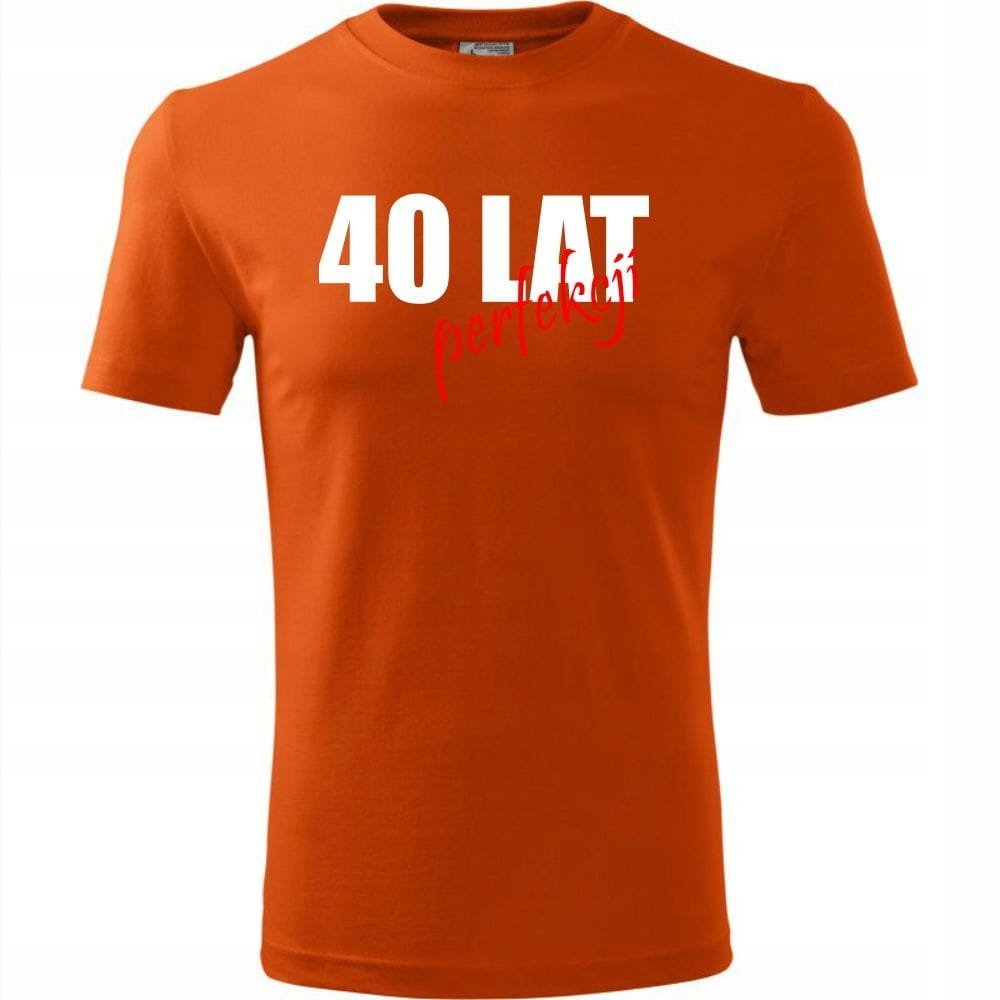 Męska Koszulka z Nadrukiem 40 lat perfekcji na Prezent Urodzinowy Upominek pomarańczowy S