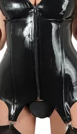 Bielizna erotyczna damska - BIELIZNA BDSM LATEX BASQUE BLACK 2XL - miniaturka - grafika 1