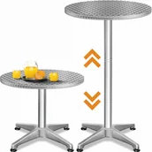 Stoły ogrodowe - Stolik Barowy 2w1 Ø60cm Bistro Aluminium Składany 70-115cm - miniaturka - grafika 1