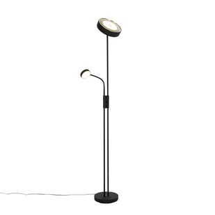 QAZQA Czarna lampa podłogowa z diodą LED i ściemniaczem z lampką do czytania - Kelso - Lampy stojące - miniaturka - grafika 1
