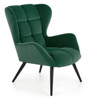 Fotele - Zielony welurowy fotel uszak D6-F50 - miniaturka - grafika 1