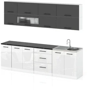 Meble Kuchenne Zestaw Kuchnia Robo Lux 2.6m Nowoczesna Szary Biały Połysk - Meble kuchenne - miniaturka - grafika 1