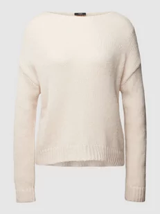 Sweter z dzianiny z okrągłym dekoltem - Swetry damskie - miniaturka - grafika 1