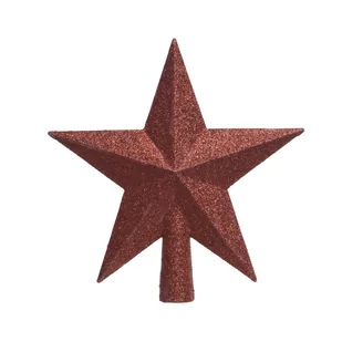 Gwiazda czubek na choinkę 19cm czerwona brokatowa - Ozdoby bożonarodzeniowe - miniaturka - grafika 2