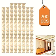 Inne - TEMU 200 sztuk Złoty Geometryczny Klucza Greckiego Naklejki Lusterka Akrylowego na Ścianę, Wytrzymałe Samoprzylepne Naklejki na Rogi, , Dekoracyjne - miniaturka - grafika 1