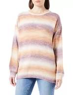 Swetry damskie - LEOMIA Damski sweter z dzianiny 10424756-LE02, beżowy liliowy wielokolorowy, M/L, Beżowy, fioletowy, wielokolorowy, M-L - miniaturka - grafika 1