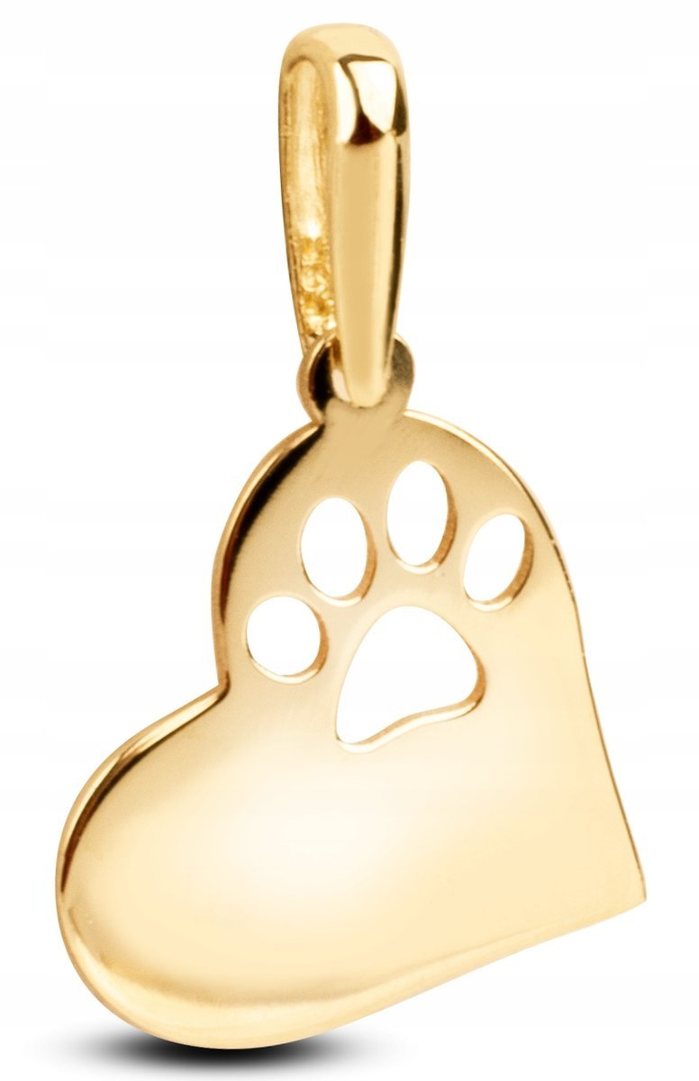 ZŁOTA ZAWIESZKA SERDUSZKO Z ŁAPKĄ TWOJEGO PUPILA ZWIERZĄTKO 8KT 333