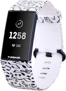 PASEK DO ZEGARKA FITBIT Charge 3/4 BIAŁY W NUTY SILIKON WODOODPORNY - Akcesoria do smartwatchy - miniaturka - grafika 1