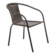 Fotele i krzesła ogrodowe - BRĄZOWE KRZESŁO OGRODOWE ZE STALI I POLIRATTANU - miniaturka - grafika 1