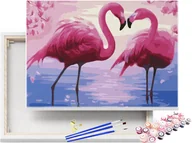 Malowanie po numerach - Malowanie po numerach Miłość Flamingów 40x50cm / beliart - miniaturka - grafika 1