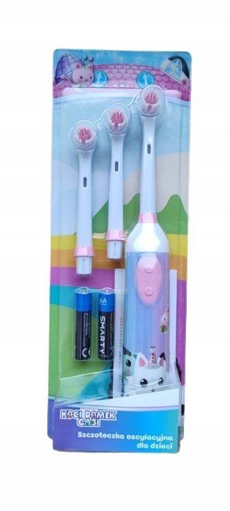 SZCZOTECZKA OSCYLACYJNA DLA DZIECI KOCI DOMEK GABI kotki - 3 końcówki