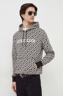 Tommy Hilfiger bluza męska kolor czarny z kapturem wzorzysta - Bluzy męskie - miniaturka - grafika 1
