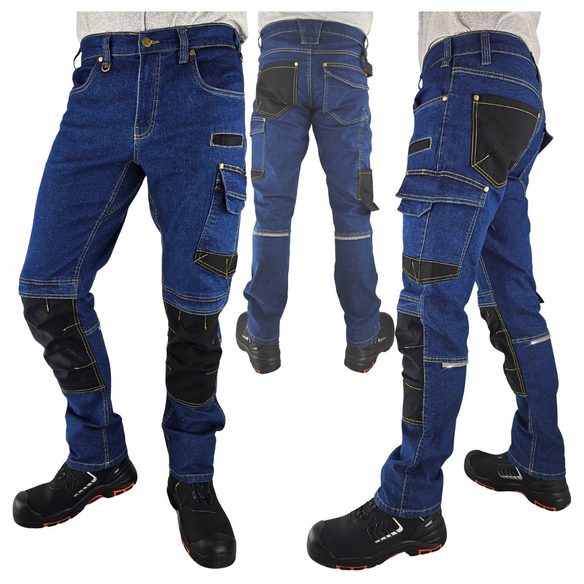 Spodnie Jeans męskie robocze Bojówki Elastyczne Wytrzymałe Stretch r. 58