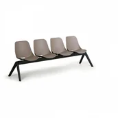Inne meble biurowe - B2B Partner Plastikowa ławka do poczekalni MONOSHELL, 4-miejscowa, szara 300577 - miniaturka - grafika 1