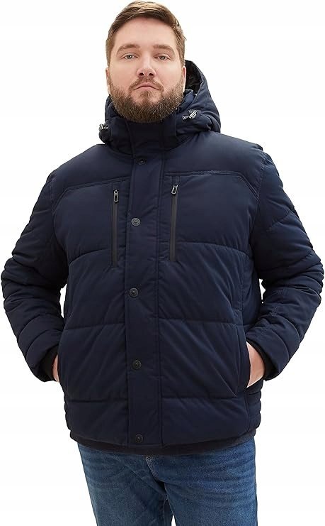 TOM TAILOR MĘSKA KURTKA Z KAPTUREM PIKOWANA GRANATOWA PLUS SIZE 4XL JXA