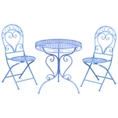 Meble ogrodowe - Beliani zestaw mebli balkonowych ALBINIA Metal Niebieski - miniaturka - grafika 1