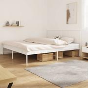 Łóżka - Metalowa rama łóżka z wezgłowiem, biała, 200x200 cm Lumarko! - miniaturka - grafika 1