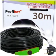 Pozostałe akcesoria sieciowe - KABEL GRZEWCZY PRZEWÓD GRZEJNY Z TERMOSTATEM do rynny rur 230V 480W 30M - miniaturka - grafika 1