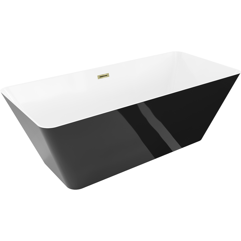 Mexen Velo Slim wanna wolnostojąca 170 x 75 cm, biała/czarna, przelew złoty - 52811707575-50